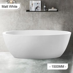 1500x820x580mm Matt White Oval Bathtub Freestanding Acrylic Apron Bath Tub